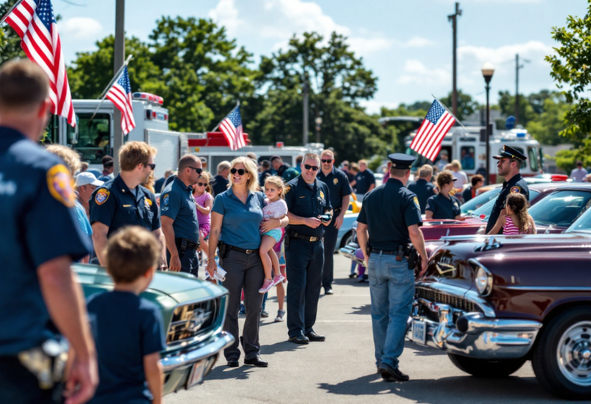 Photo - first responder benefit car show with flags