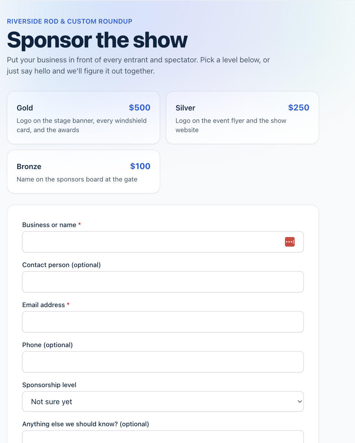 Screenshot - sponsor page