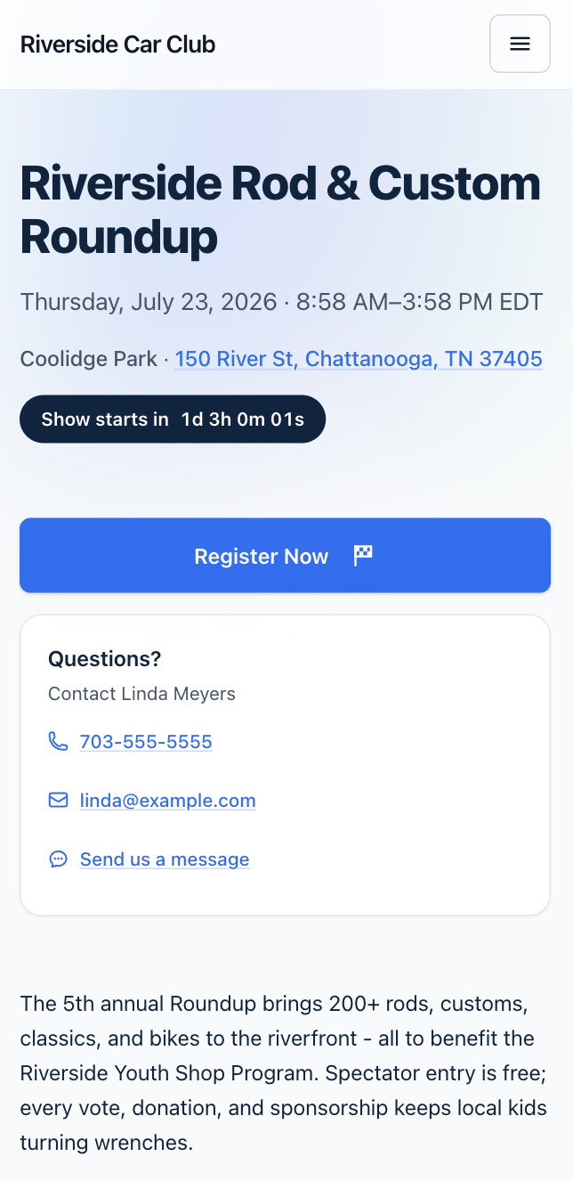 Screenshot - registration flow on a phone