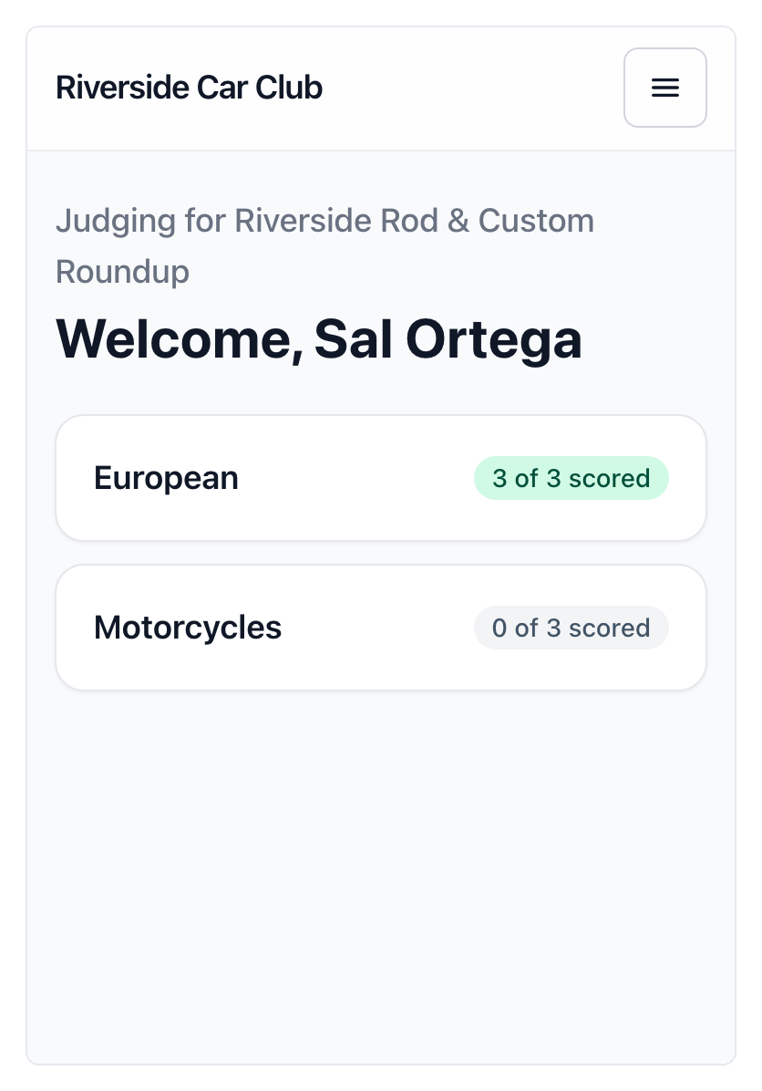 Screenshot - judge class list with progress