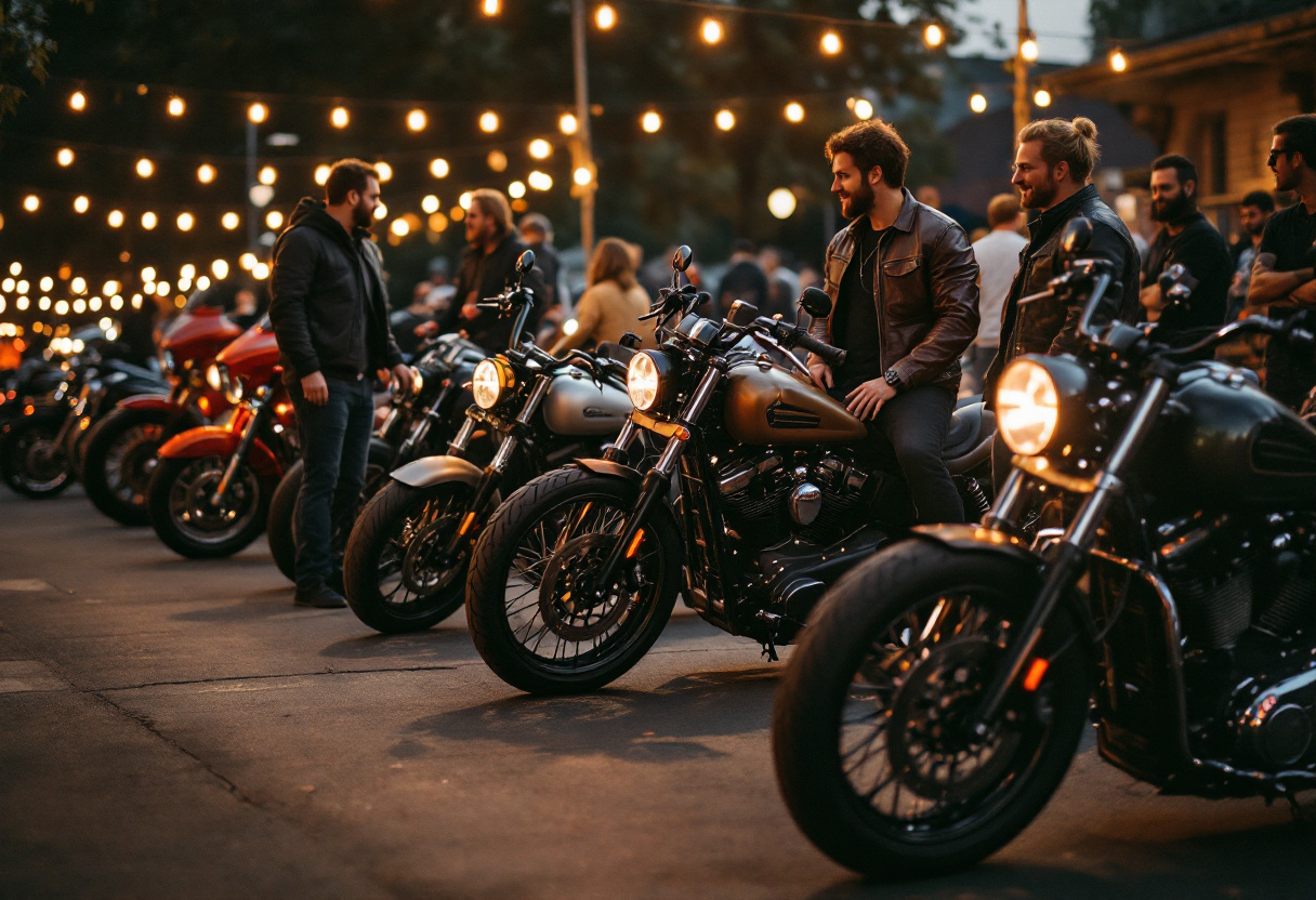 Photo - motorcycles lined up at a bike night