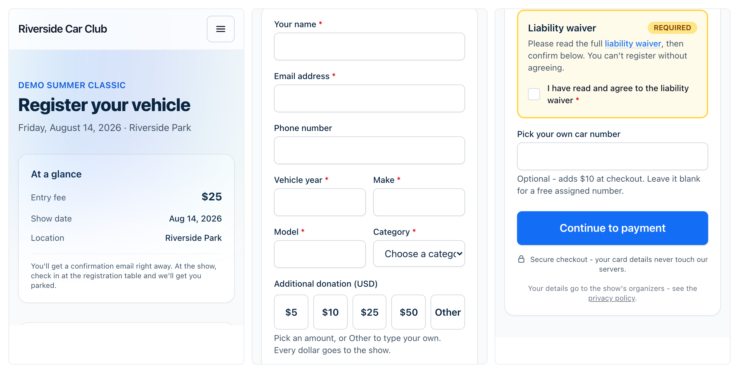 Screenshot - the entry form on a phone