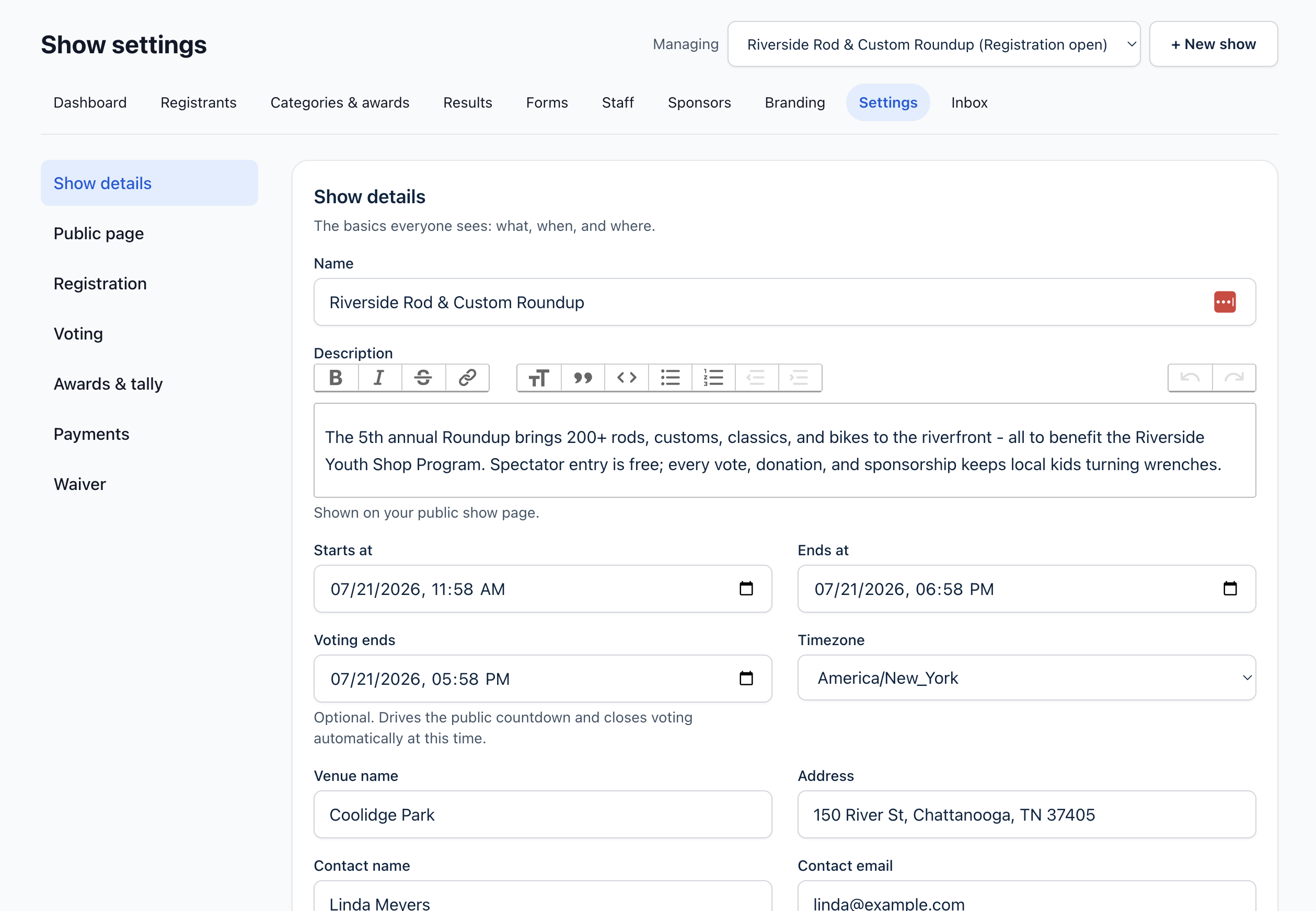 Screenshot - secure padlock on the show site