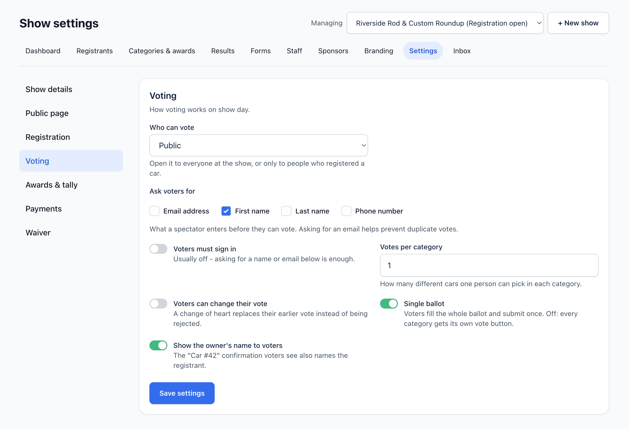 Screenshot - vote confirmation with duplicate protection