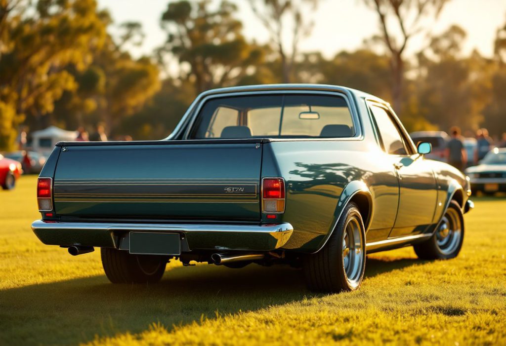 A classic Australian ute parked on a show field