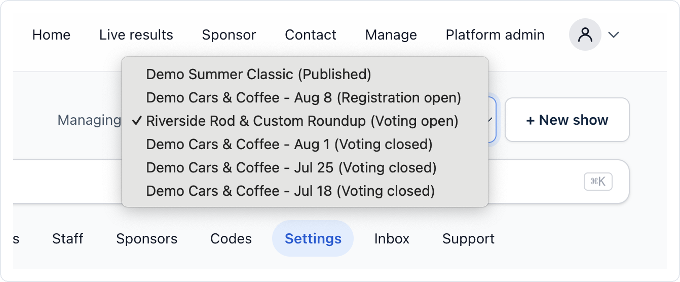 Screenshot - set the meet once, then stop rebuilding it