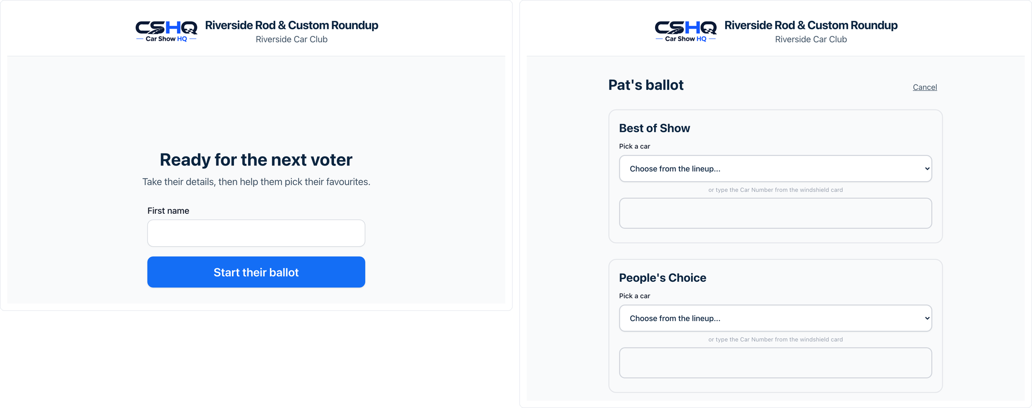 Screenshot - the voting station ready for the next voter